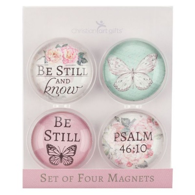 Photo of Christian Art Gifts Be Still And Know Butterfly - Set Of 4 Magnet Set