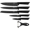 Blaumann 6 Piece Marble Coating Knife Set with Peeler Black Photo