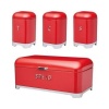 Bread bin & Canister Set 4 Piece Retro Red & Silver Photo