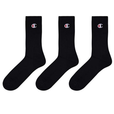 Photo of Champion Mens 3 Pack Logo Socks - Black - 40-42 [Parallel Import]