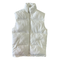 Womens Classic Slant Pockets Short Sleeve Puffer Vest Jacket Coat
