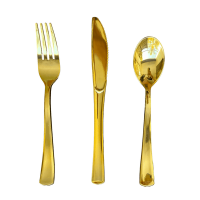 72 pieces Set Disposable Gold Rose Gold Plastic Knife Fork Spoon