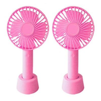 Photo of Mini Handheld Fan with Base - 800mAh USB Rechargeable Battery - 2Pack