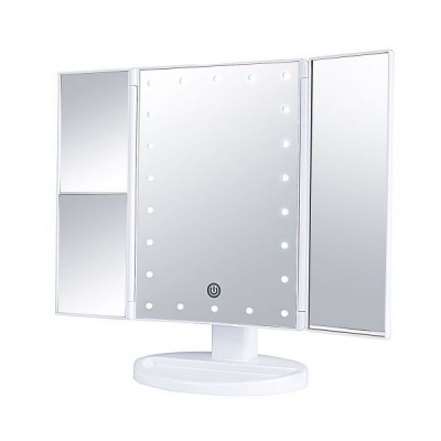 Tri Fold Mirror With 22 Surrounding LED Lights