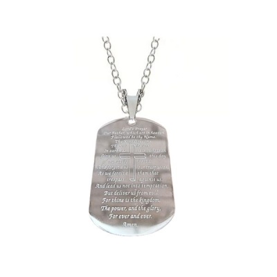 Men Silver Stainless steel The Lords Prayer Pendant Necklace