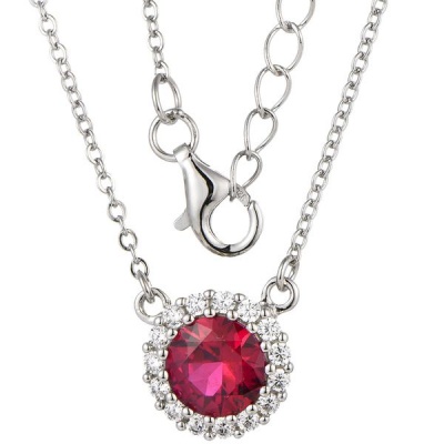 Photo of Kays Family Jewellers Classic Ruby Halo Pendant in 925 Sterling Silver