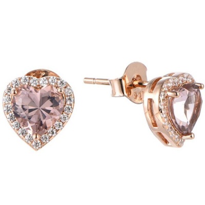 Photo of Kays Family Jewellers Heart Morganite Halo Studs on 925 Silver