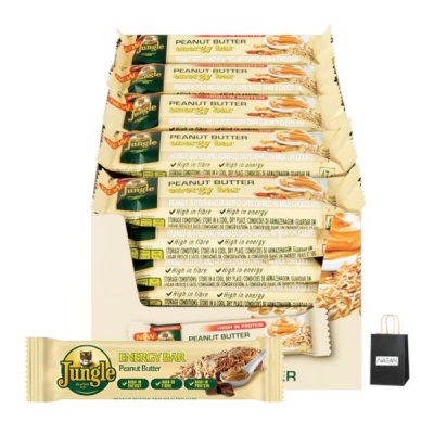 Jungle Energy Bars Box of 30 x 47g Peanut Butter Gift Bag Natan