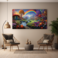 Canvas Wall Art Enchanted Rainbow Garden BK0028