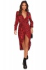 I Saw it First - Ladies Red Leopard Print Wrap Front Midi Dress Photo
