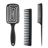 3 Pieces Wet Dry Use Detangling Brush Hair Comb Set - Black Photo
