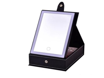 Photo of Jewelry Box Organize with USB Lighted Makeup Mirror - Black