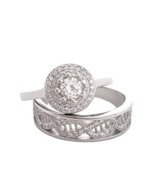 Photo of Miss Jewels - Sterling silver CZ Halo Infinity Twist Ring Set