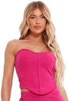 I Saw it First Ladies Hot Pink Crepe Bandeau Corset Top