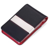 TROIKA Credit Card Case with Removeable PVC Insert Money Clip BlackRed