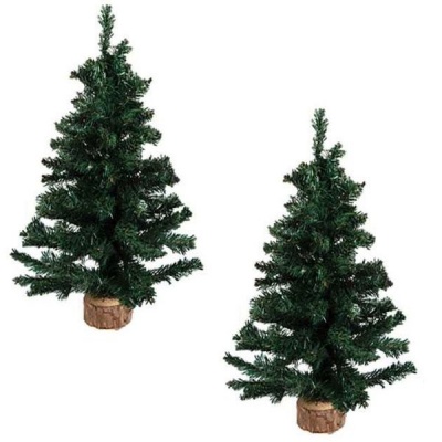 Tabletop Christmas Tree with Wooden Base 45cm Set of 2