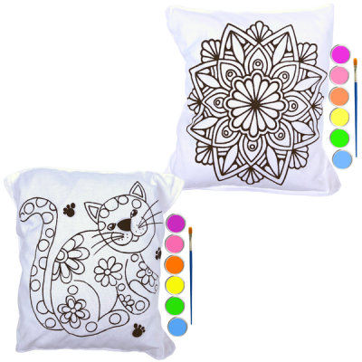 Fabric Painting Cat Mandala Cushion 2 Pack Kids Painting Kit