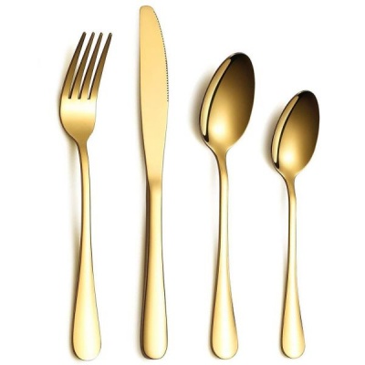 Gold Cutlery Set Of 24 Pieces 6 Knives 6 Forks 6 Spoons 6 Teaspoons