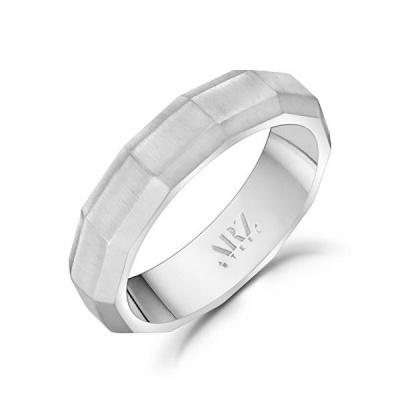 Photo of ARZ Steel Matte Steel Faceted Ring