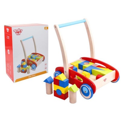 Photo of Tooky Toys Wooden Baby Walker With Blocks