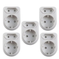 Selectrix 5 Pack Plug Adaptor White 1 x Round 2 pin 16A with 1 x 2 pin 5A