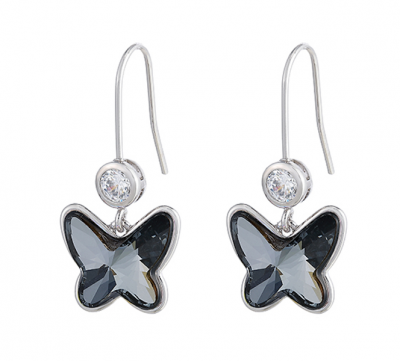 Photo of Swarovski Crystal Butterfly Drop Dangle Earrings - Black