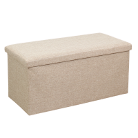 Jack Brown Foldable Fabric Cotton Linen Storage Cube Box Ottoman Stool