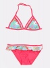 Pop Candy Kid's Colour Block Printed Frill Bikini Dark Pink Photo
