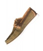 Men's Leather Shoes Loafers/Olive Green&Brown Photo