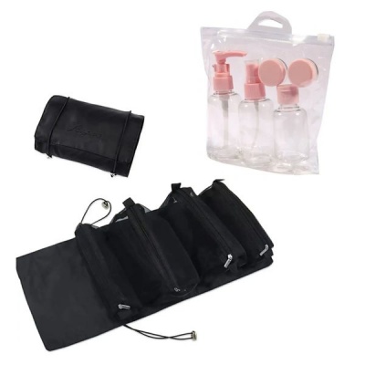 Travel Essential Detachable 4 Piece Cosmetic Bag and Travel Essential 6 Piece Kit
