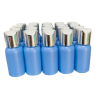20 x 50ml Blue Luxurious HDPE Bottles With Silver White Flip Caps