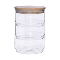 3 Tier Stackable Glass Food Storage Container with Bamboo Lid