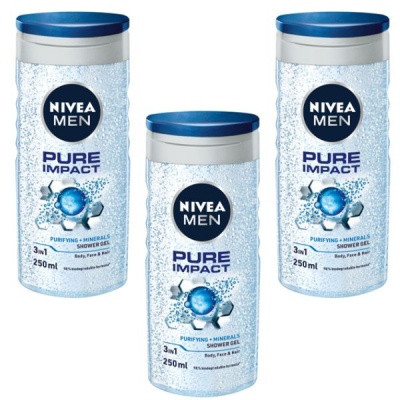 Nivea Men Shower Gel Pure Impact 3 x 250ml