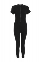 Quiz Ladies Black Seamless Zip Jumpsuit