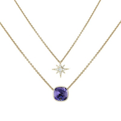Photo of Stella Luna Star Necklace with Swarovski Tanzanite Crystal Rosegold