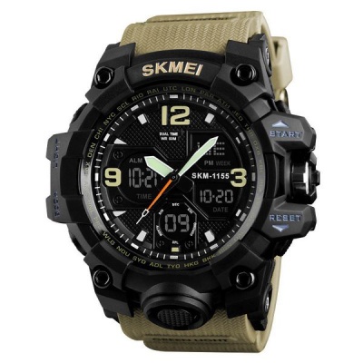 Photo of Mens Military Waterproof Dual Time Watch Alarm Stopwatch Khaki