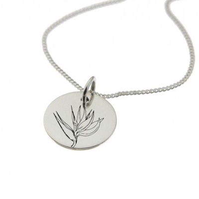 Photo of Africa Inspired by Swish Silver Strelitzia Sterling Silver Necklace with Chain