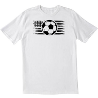 American Flag Soccer Fan White T shirt