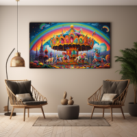 Canvas Wall Art Magical Rainbow Carousel BK0057