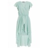 Quiz Ladies Sage Polka Dot Dip Hem Dress Photo
