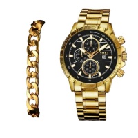 Soki Business Mens Date Luminous Quartz Watch And 1 Piece Bracelet