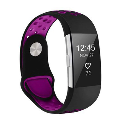 Photo of Killerdeals Fitbit Charge 2 Silicone Strap – Black & Purple - S/M