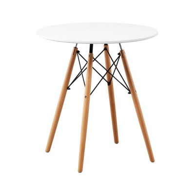 BUC Small Round Table with Wooden Legs Office Desk Kitchen Dining Table