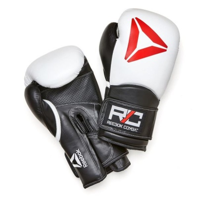 Photo of Reebok 14oz Combat Leather Training Gloves - White/Black