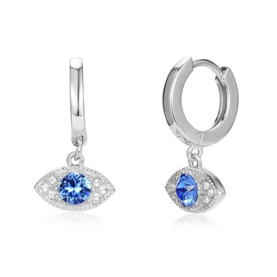 Photo of Crystalize 925 Sterling Silver Evil Eye Earring with Swarovski Crystal