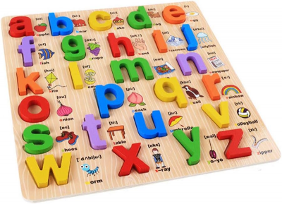Wooden Alphabet Puzzle for Kids Early Education Lower Case Letters