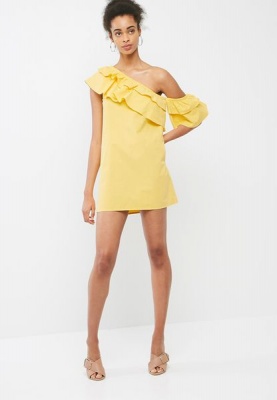 Womens Dailyfriday Tiered One Shoulder Dress Primrose Yellow