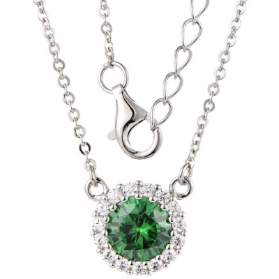 Photo of Kays Family Jewellers Classic Emerald Halo Pendant in 925 Sterling Silver