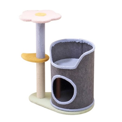 Pet Cat Tree House Condo Perch Entertainment Scratcher Basket Blue 64cm