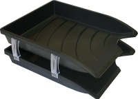 Bantex Optima Letter Tray Set with 4 risers Black